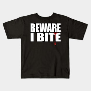 Warning I Bite - Funny, Cute Vampire Shirt - BlueTshirtCo Halloween Kids T-Shirt